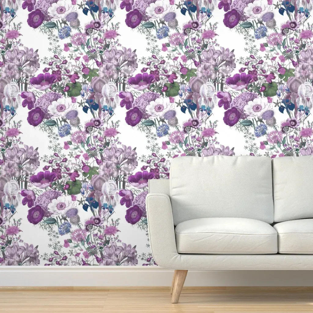 Bloomin' Lovely Twilight Peel and Stick Wallpaper - Purple, White product