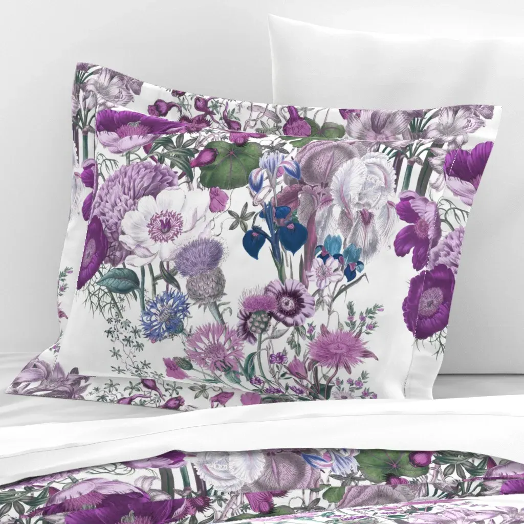 Bloomin' Lovely Twilight Standard Flanged Pillow Sham - Purple, Cotton Sateen product