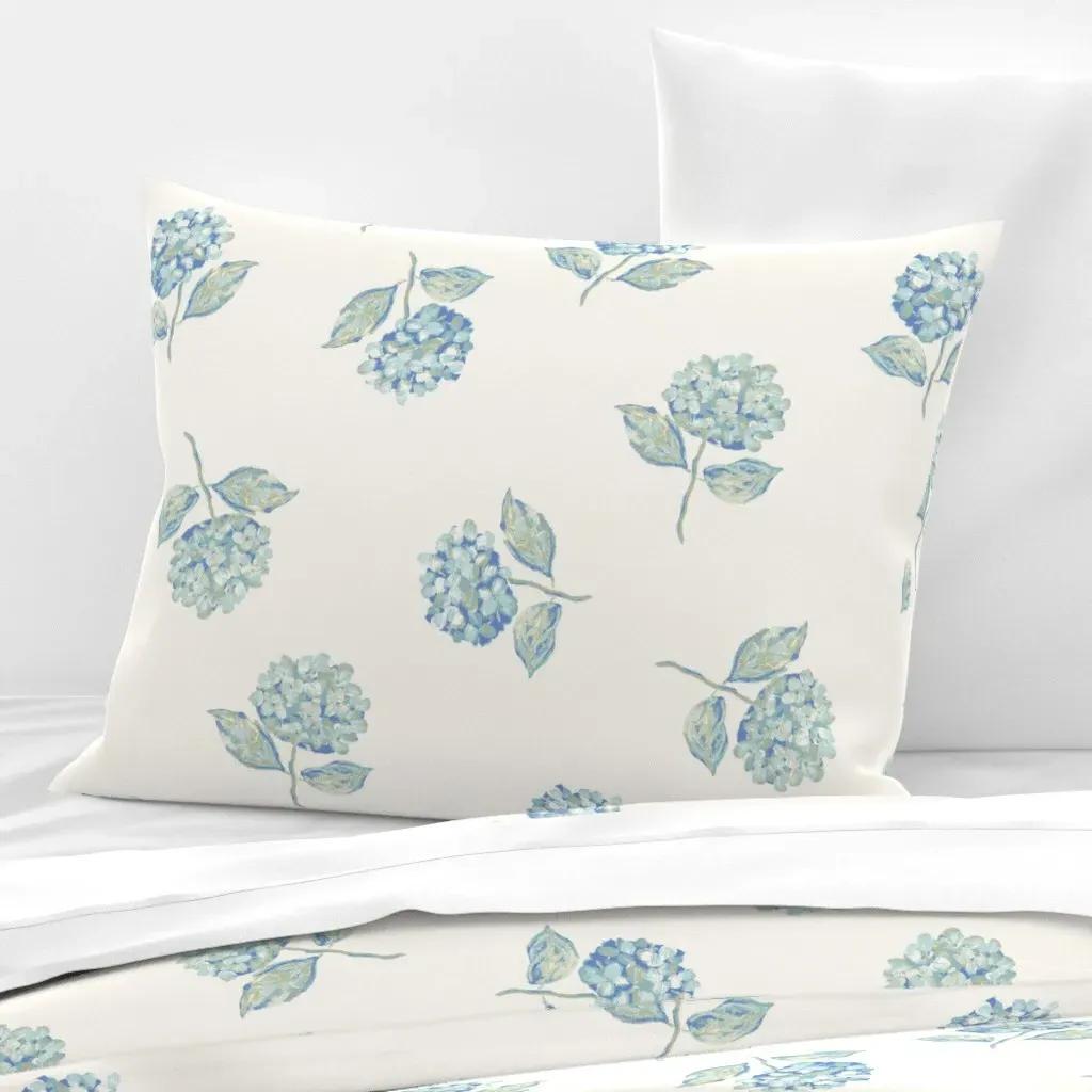 Blooming Hydrangea Standard Cushion Cover - Light Blue, Cotton Sateen product