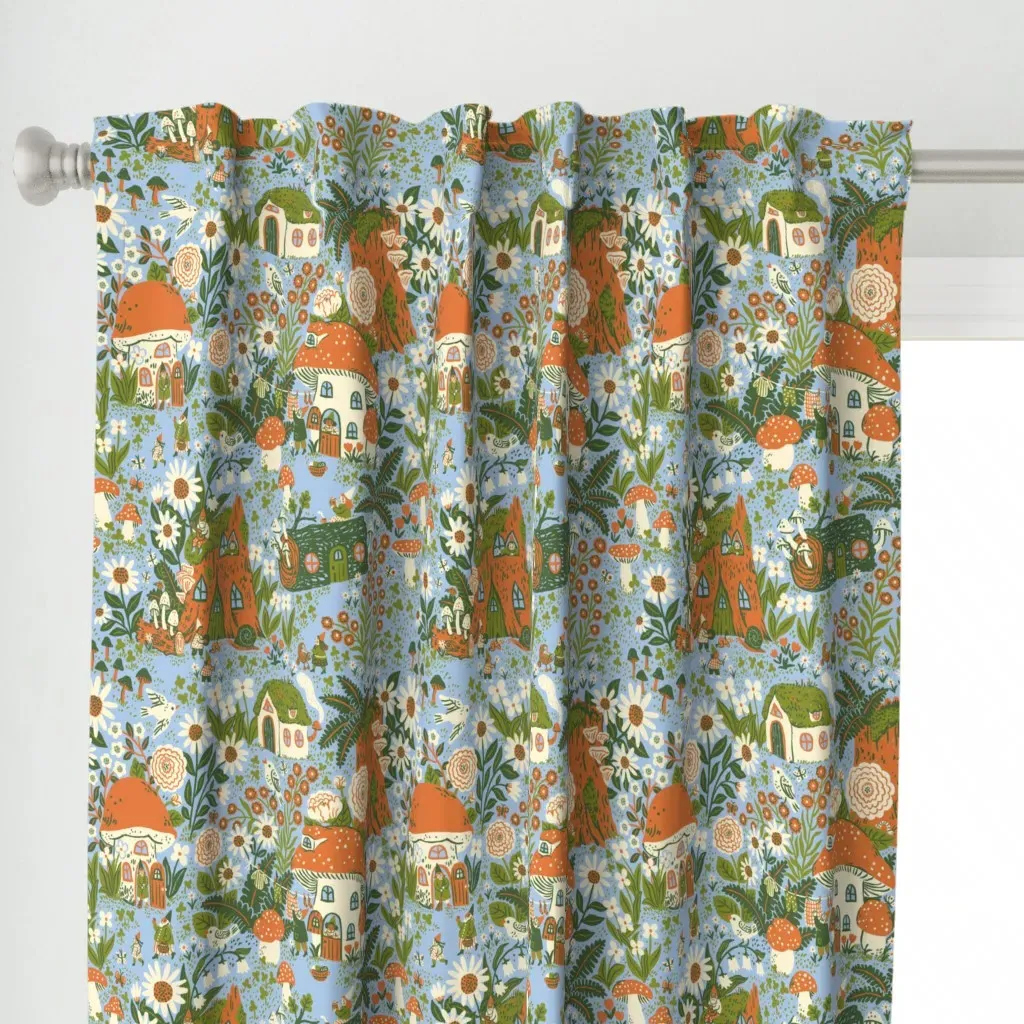 Blossom Gnome Village Curtain Panel - Orange alternate view