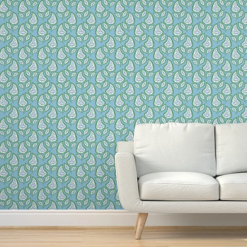Blossom Paisley Nautical Peel and Stick Wallpaper - Green product
