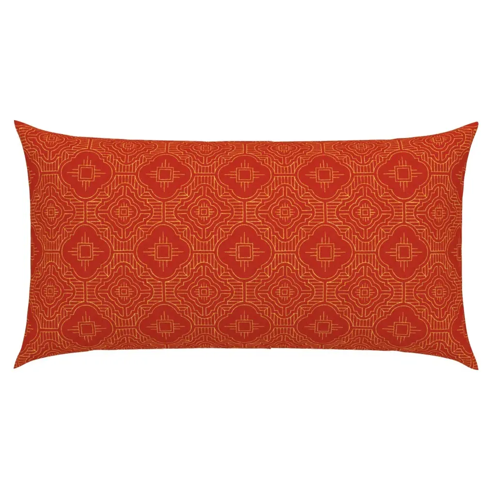 Blossom Squares Gold On Lucky Red King Pillow Sham - Red product