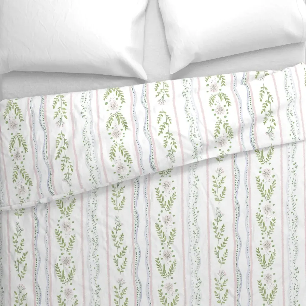 Blossom Stripe Duvet Cover - Green alternate view