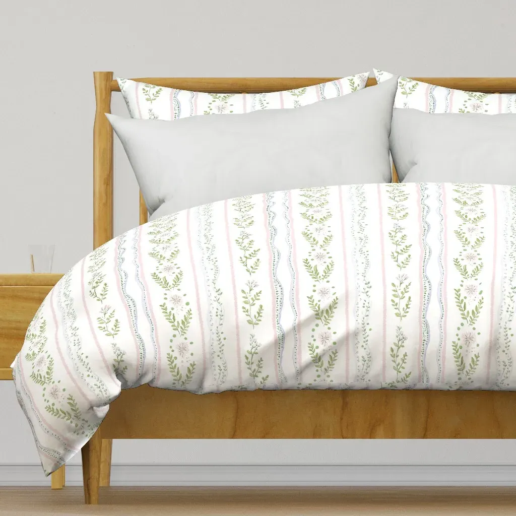 Blossom Stripe Duvet Cover - Green product