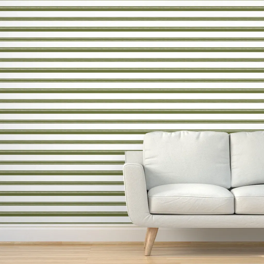 Blossom Stripe Peel and Stick Wallpaper - Olive Green product