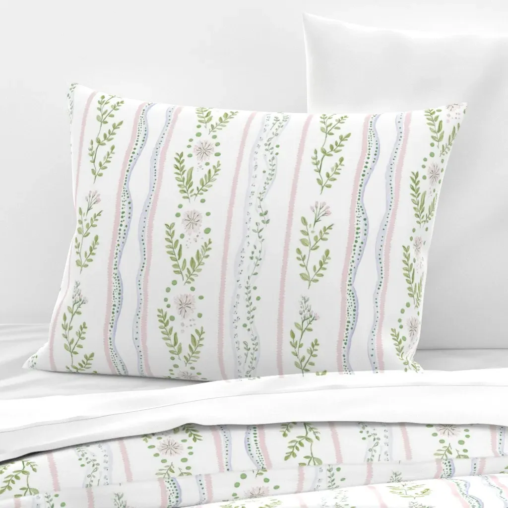 Blossom Stripe Standard Knife Edge Pillow - Pink, Cotton Sateen product