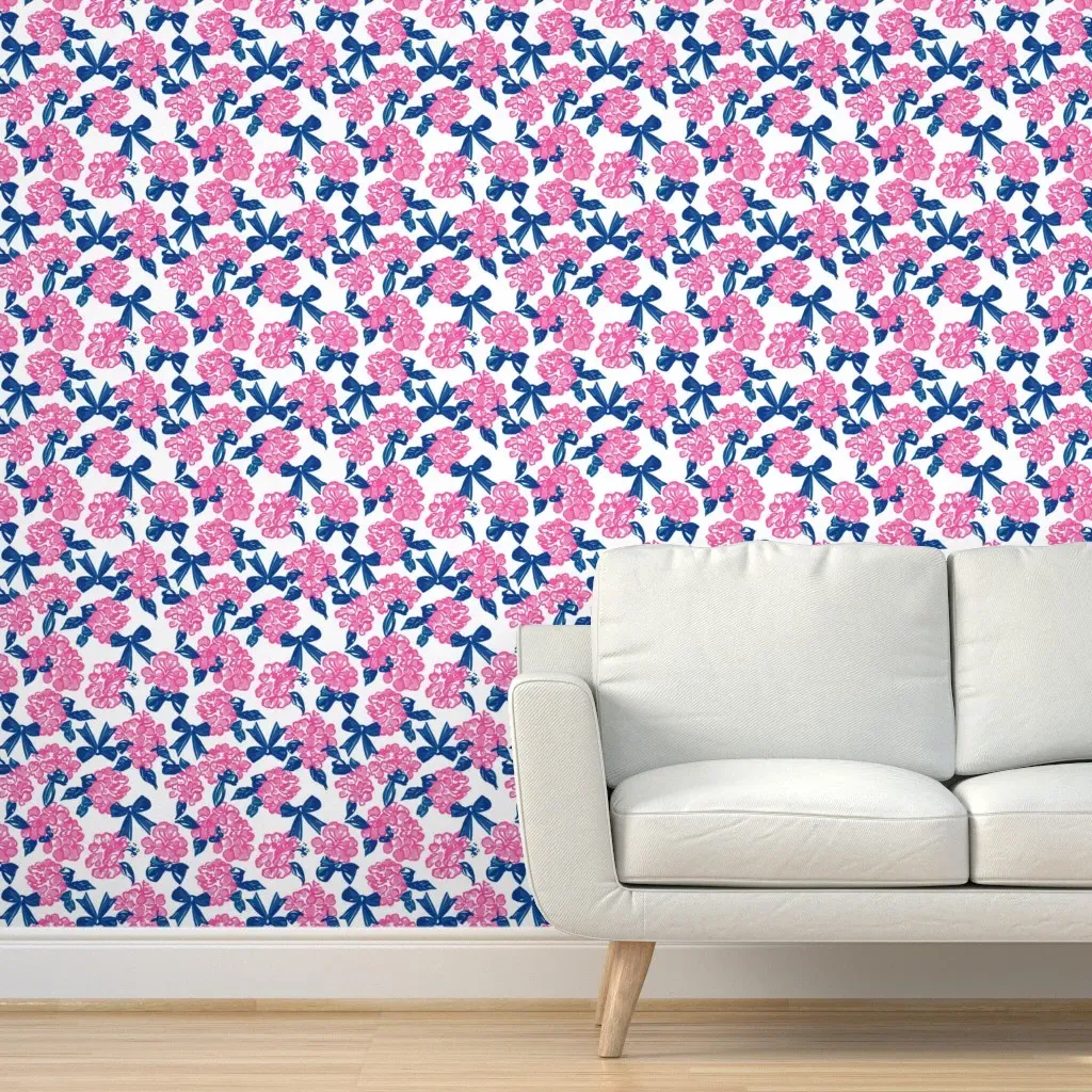 Blossoms And Bows Peel and Stick Wallpaper - Pink product