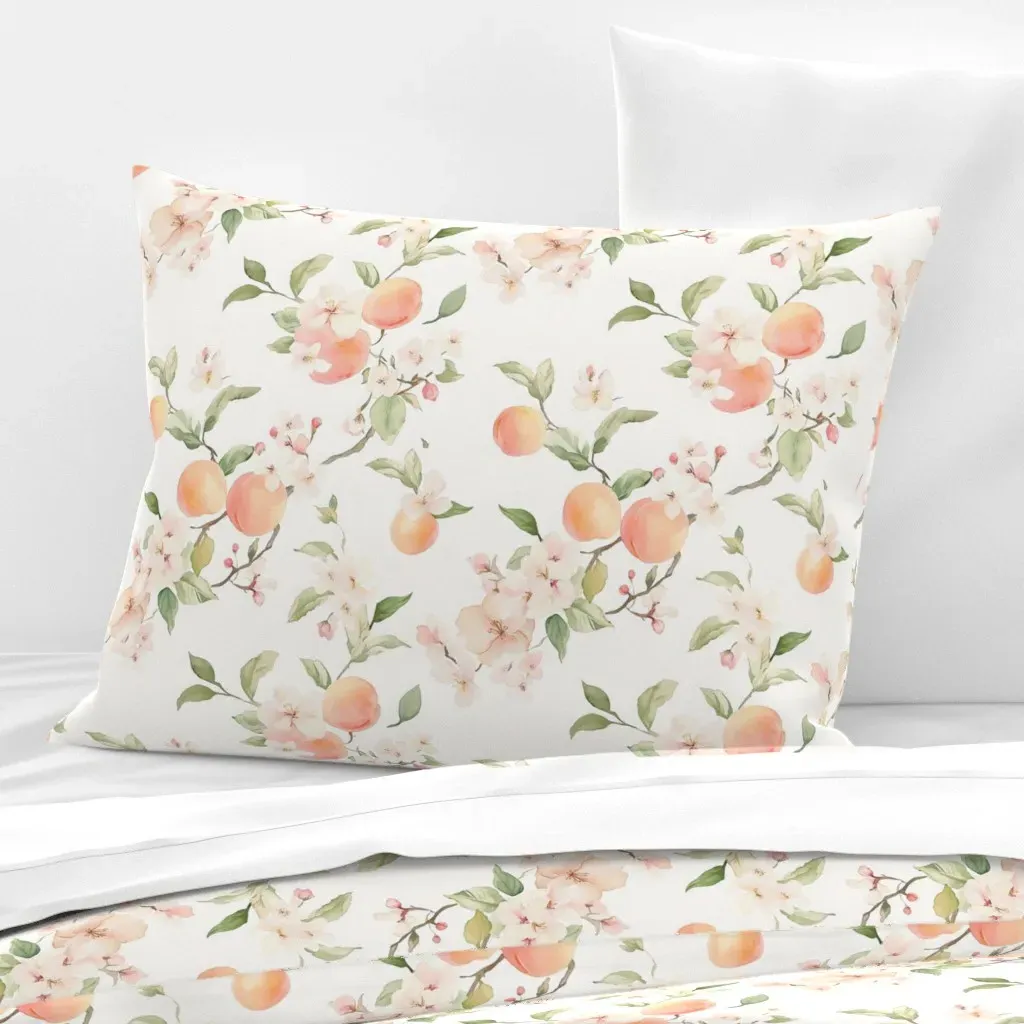 Blossoms And Peaches Standard Knife Edge Cushion - Peach, Cotton Sateen product