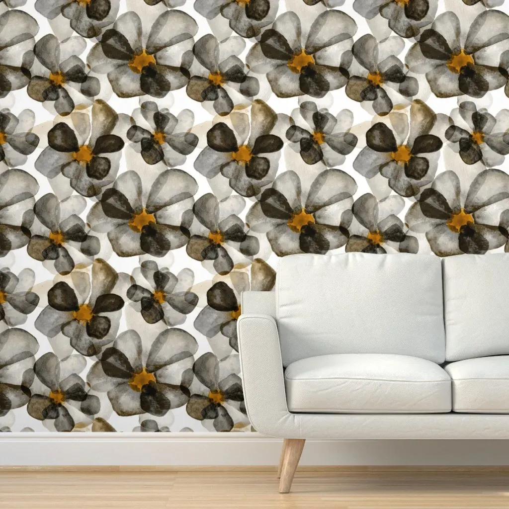 Blossoms Peel and Stick Wallpaper - Dark Gray product