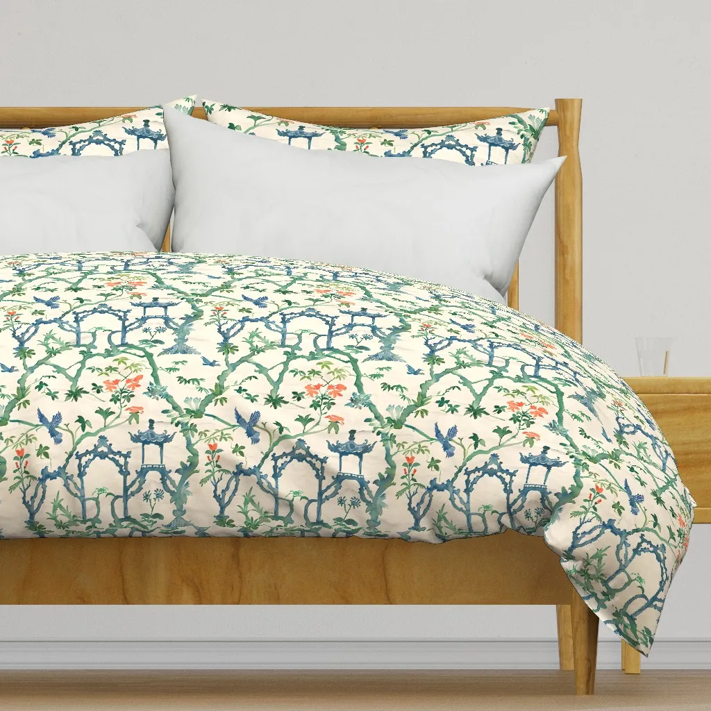 Blue and Green Chinoiserie Duvet Cover - Teal product