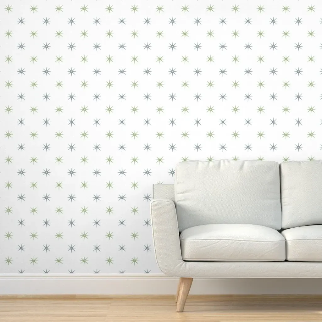 Blue and Green Stars Peel and Stick Wallpaper - Green product