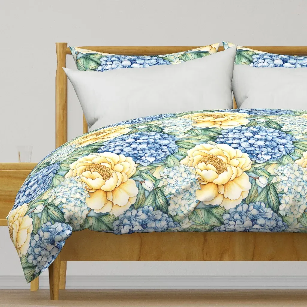 Blue and Yellow Flowers Duvet Cover - Yellow product