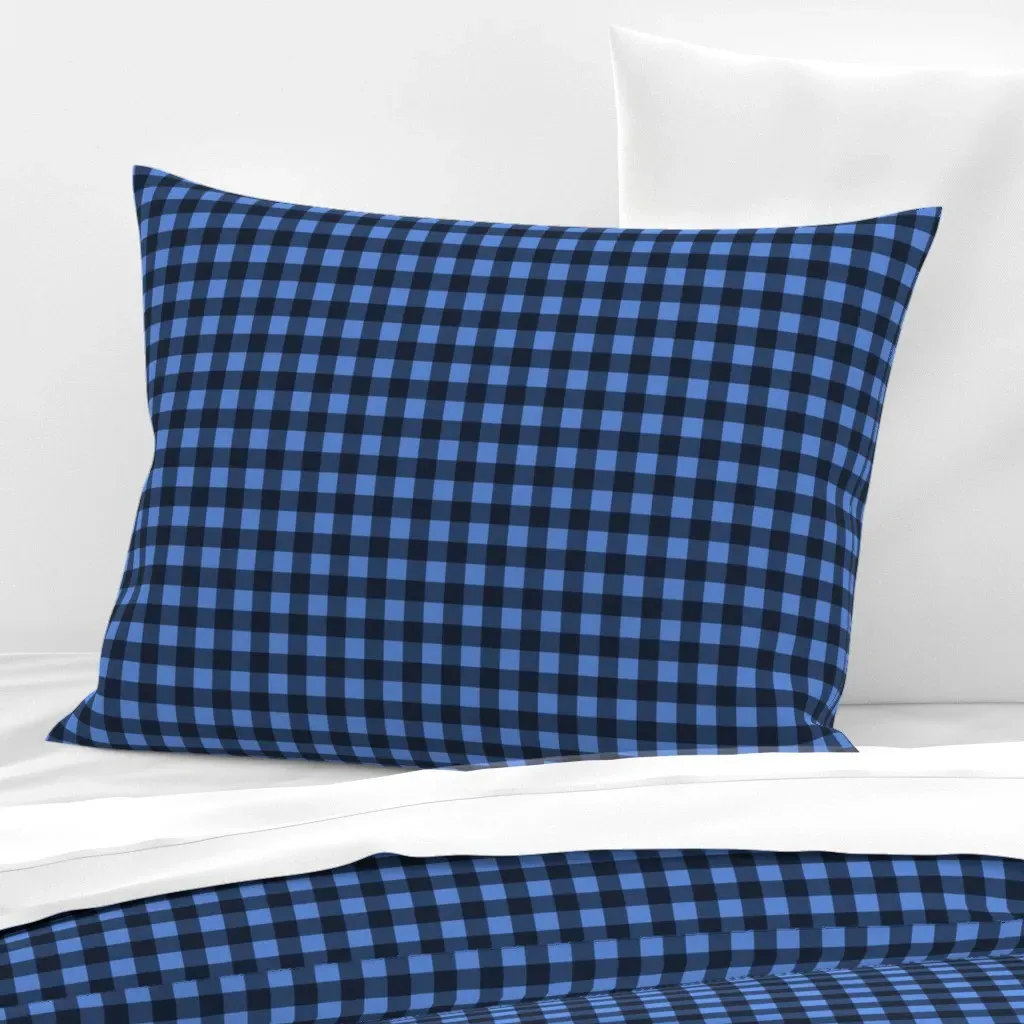 Blue Bay Gingham Check Standard Knife Edge Cushion - Blue, Cotton Sateen product