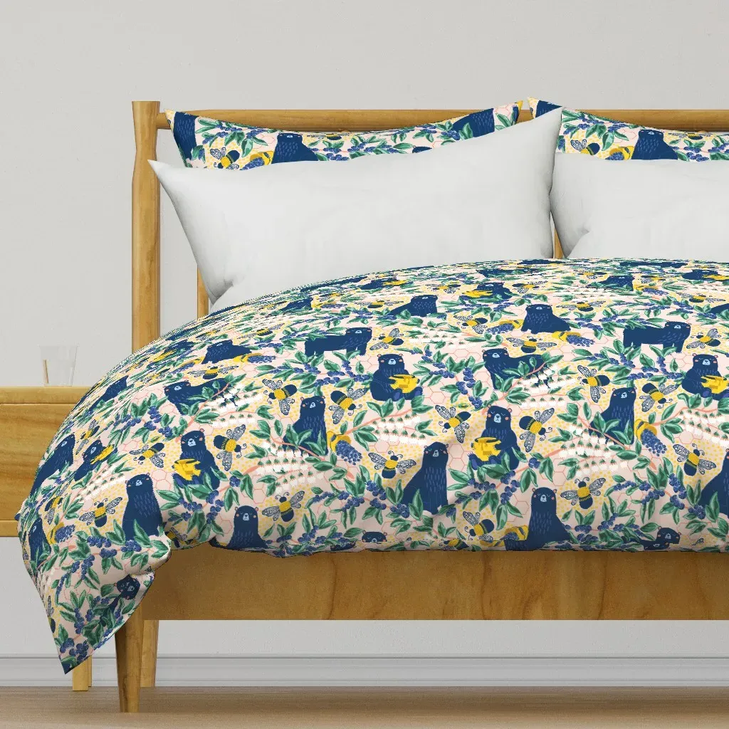 Blue-Bear-Y Bees Duvet Cover - Navy Blue product