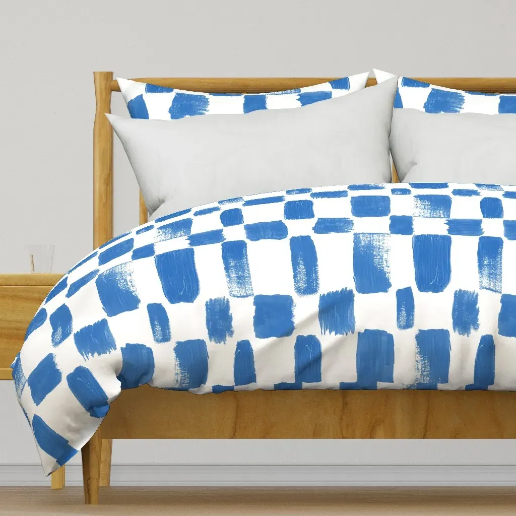 Blue Brushstroke Checker Large Duvet Cover - Blue product