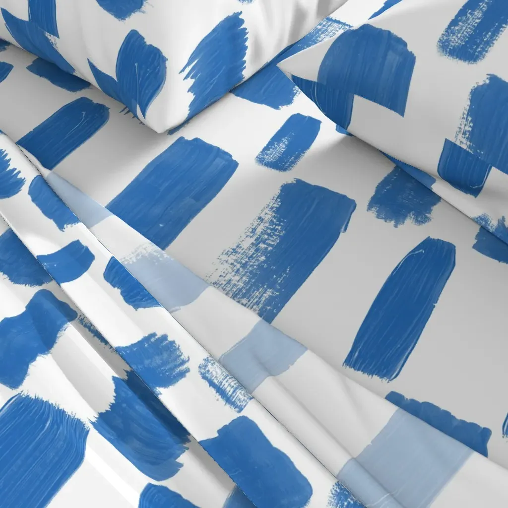 Blue Brushstroke Checker Twin XL Sheet Set - Blue alternate view