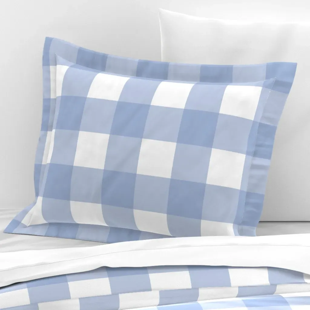 Blue Buffalo Check Cotton Sateen Standard Flanged Cushion - Baby Blue product