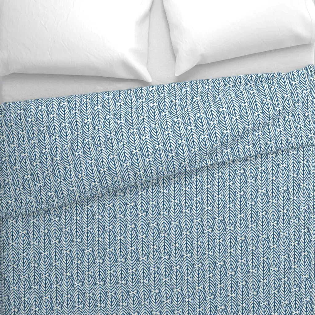 Blue Citrus Leaves Duvet Cover - Indigo alternate view