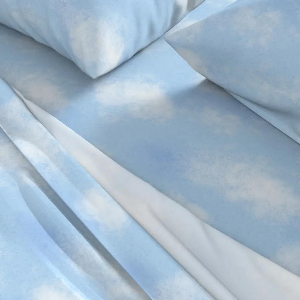 Blue Cloudy Sky Twin Sheet Set - Light Blue alternate view