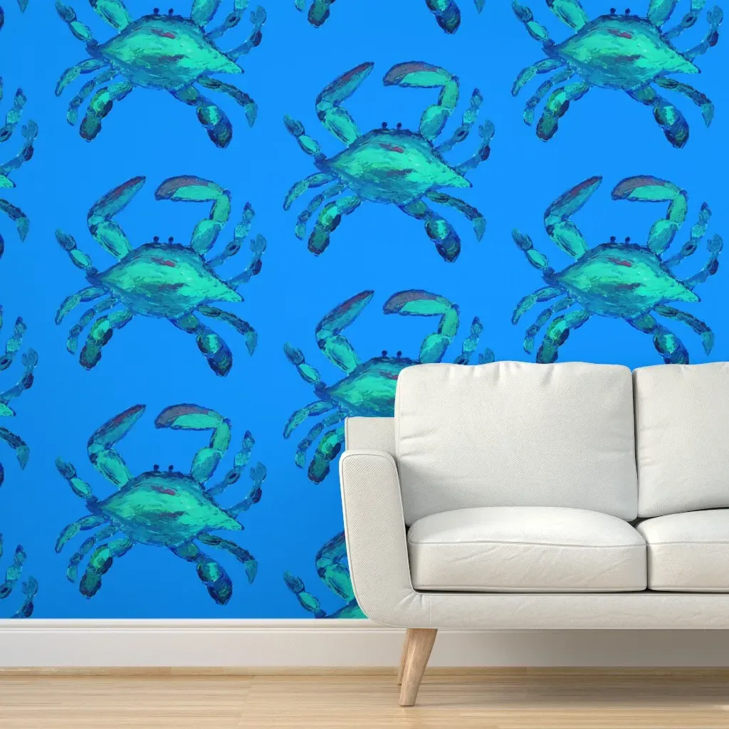 Blue Crab Peel and Stick Wallpaper - Teal product