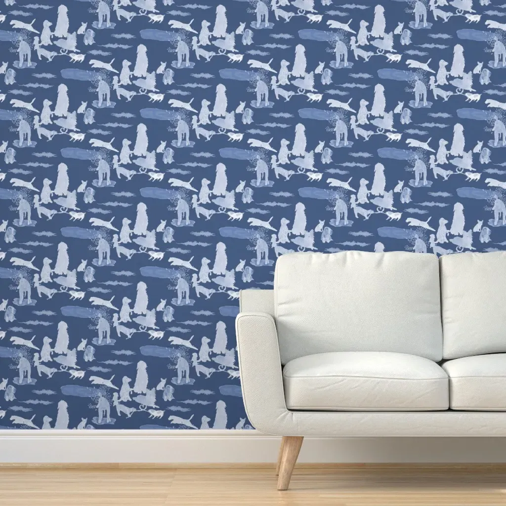 Blue Dog Park Play Peel and Stick Wallpaper - Periwinkle Blue product