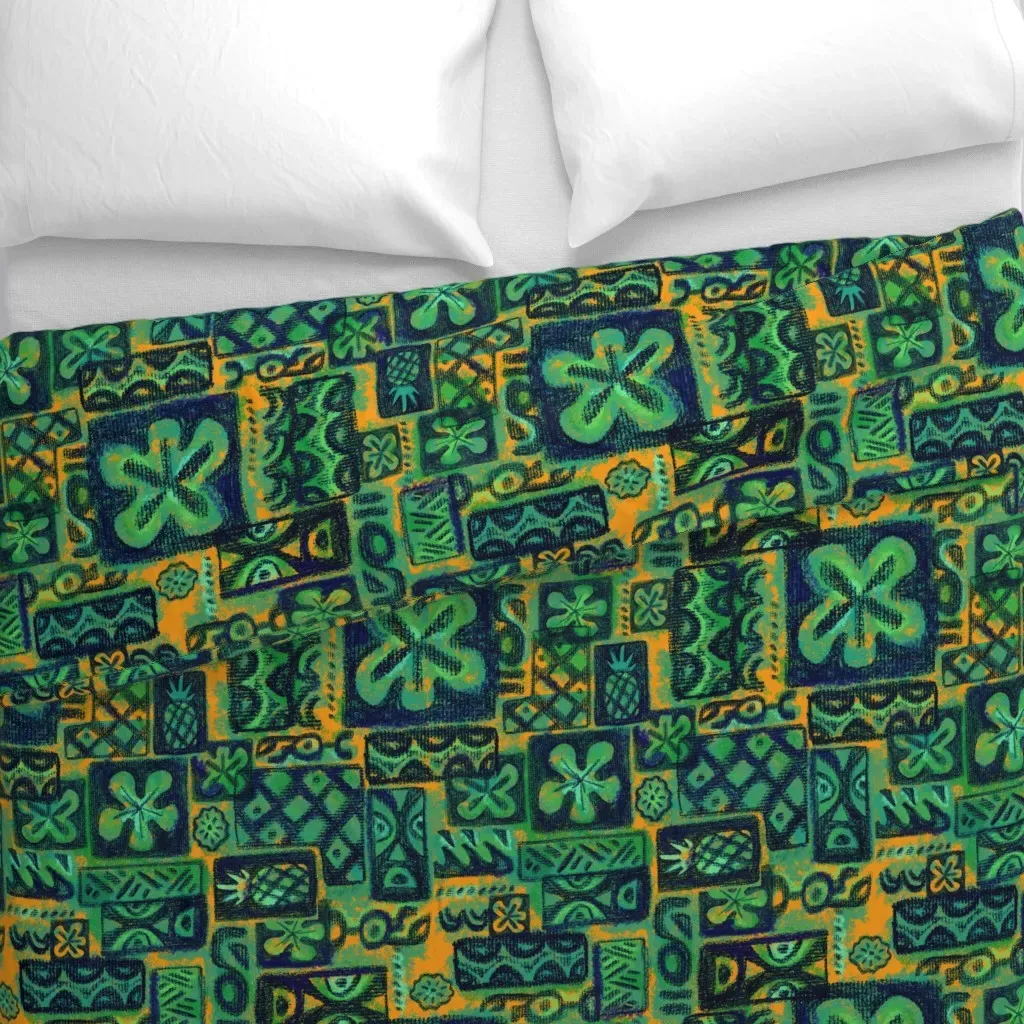 Blue Flower Duvet Cover - Teal alternate view