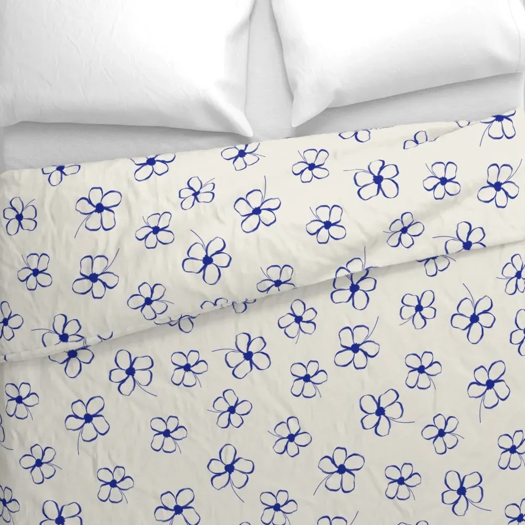 Blue Flowers Duvet Cover - Dark Blue alternate view