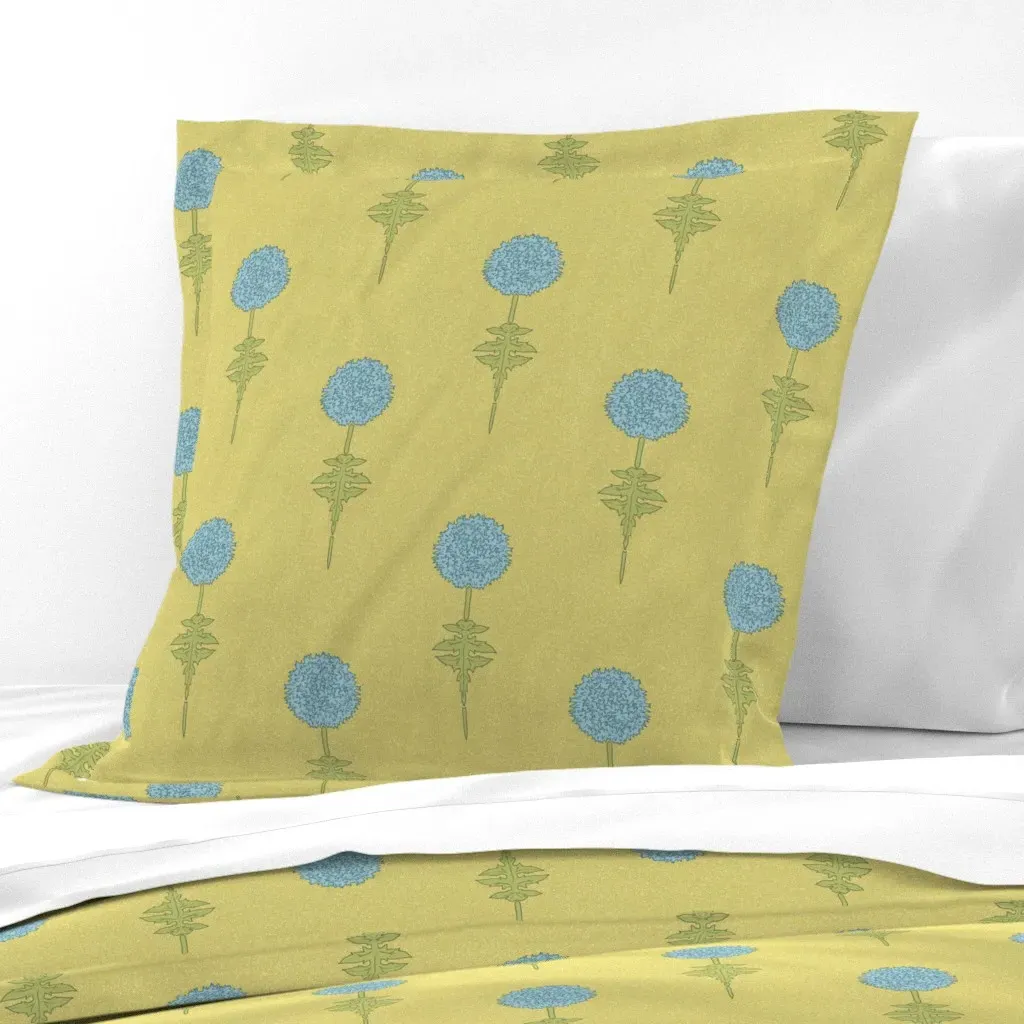 Blue Globe Thistle Speckled Mustard Euro Pillow Sham - Light Blue product