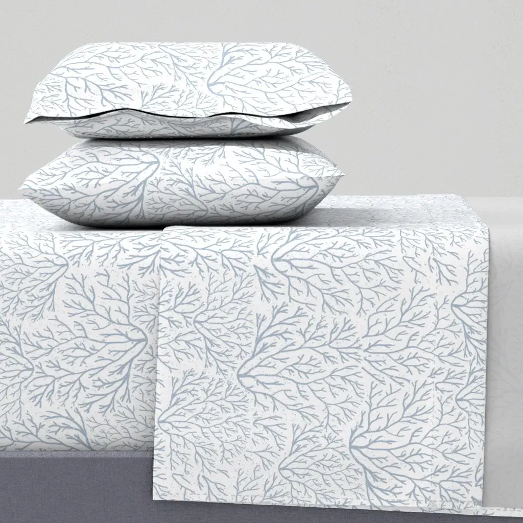 Blue Gray Fan Coral Reef Queen Sheet Set - Light Blue product