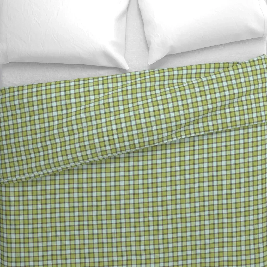 Blue Green Checks Duvet Cover - Olive Green alternate view