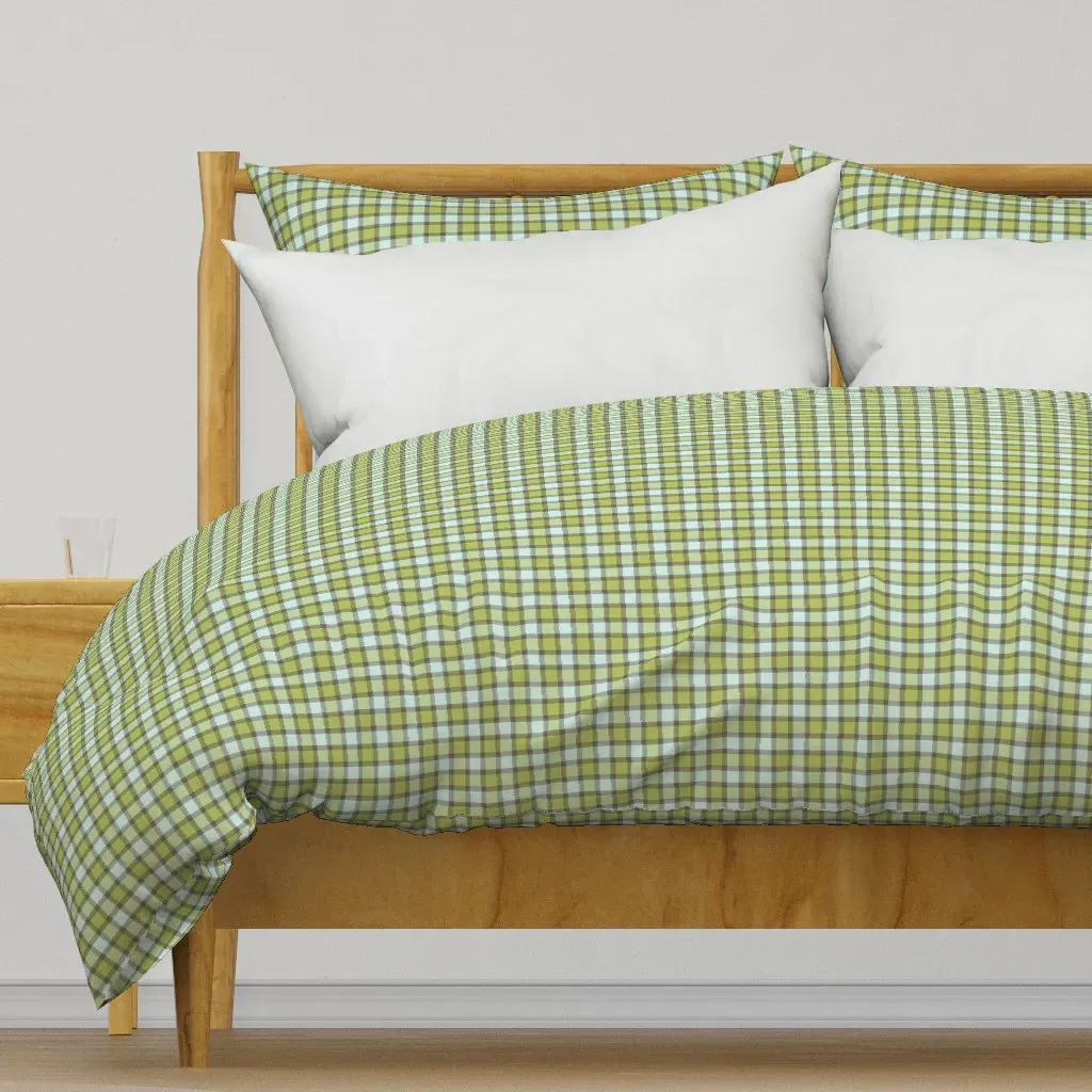 Blue Green Checks Duvet Cover - Olive Green product