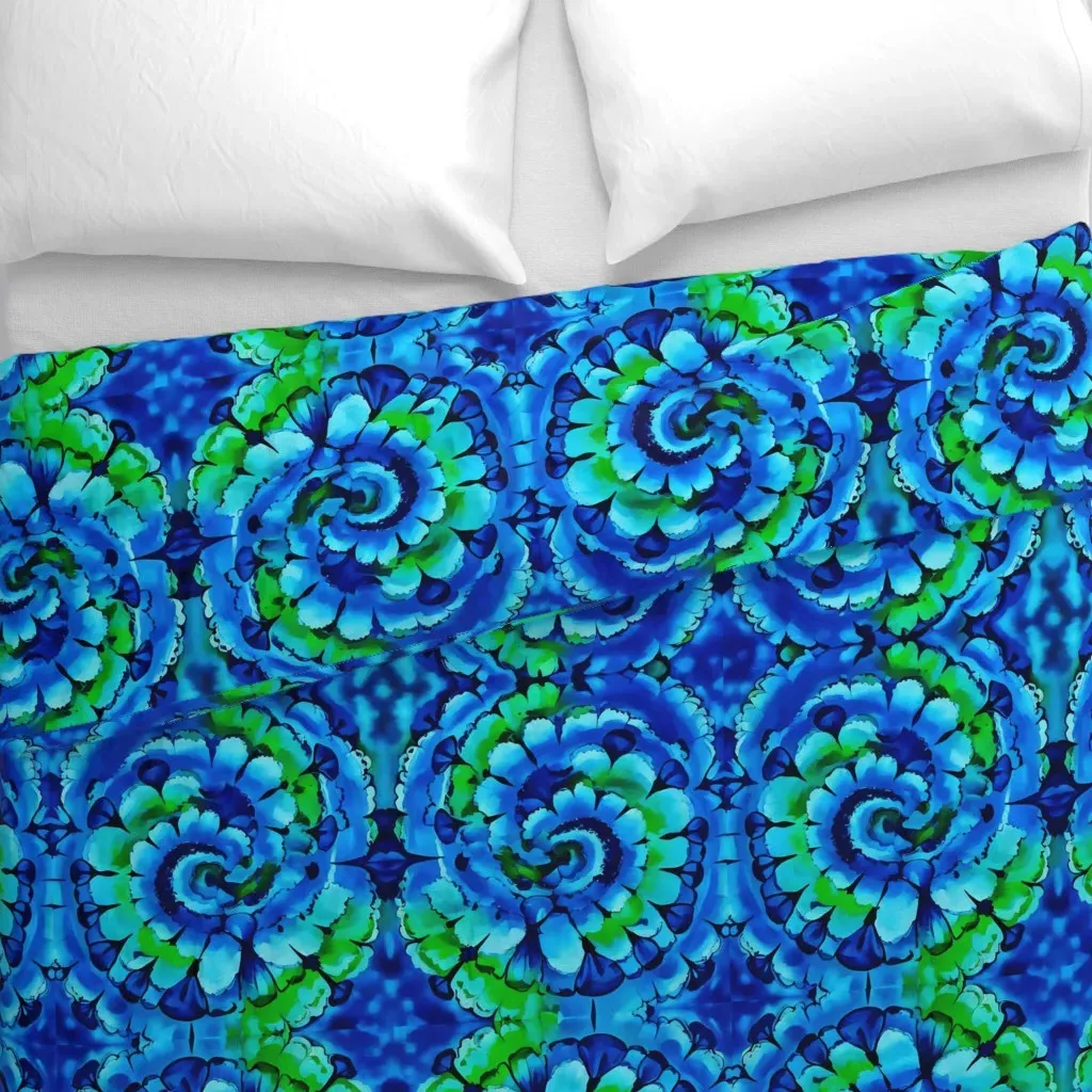 Blue & Green Floral Fusion Duvet Cover - Blue alternate view