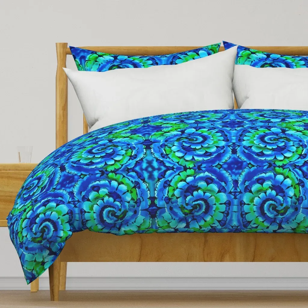 Blue & Green Floral Fusion Duvet Cover - Blue product