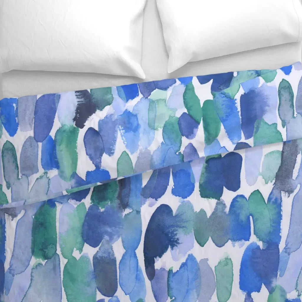 Blue Green Seaside Abstract Duvet Cover - Blue alternate view