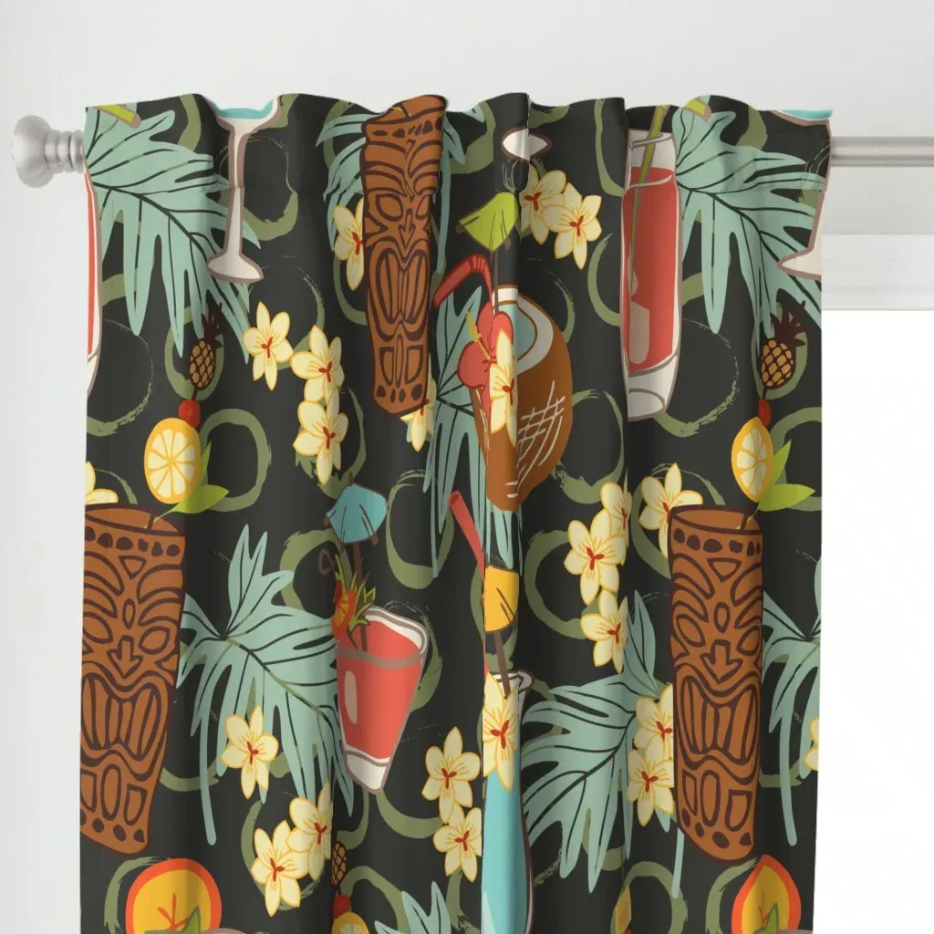 Blue Hawaii Curtain Panel - Teal alternate view