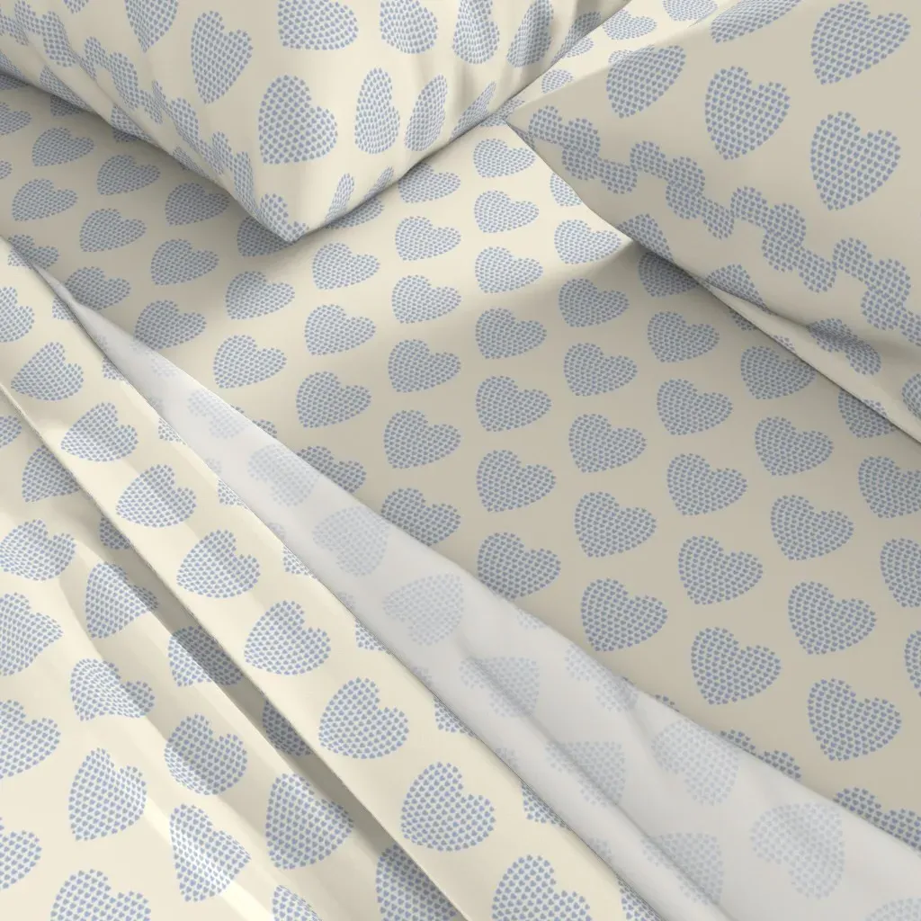 Blue Hearts Ivory King Sheet Set - Periwinkle alternate view