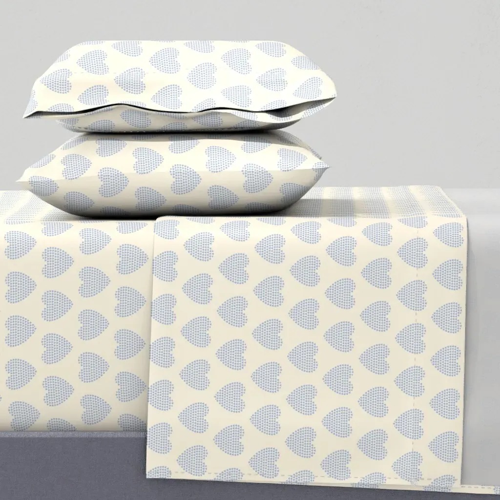 Blue Hearts Ivory King Sheet Set - Periwinkle product