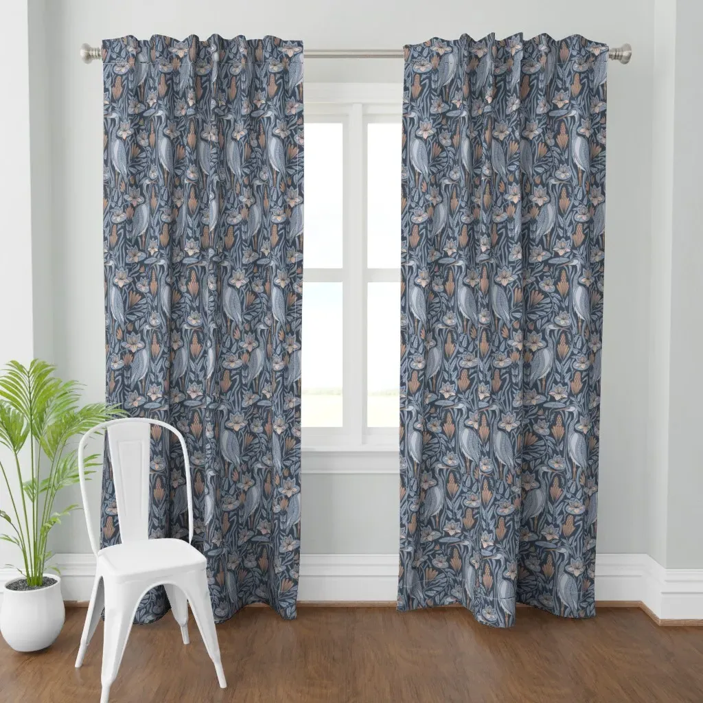Blue Heron Large Dark Curtain Panel - Dusty Blue product