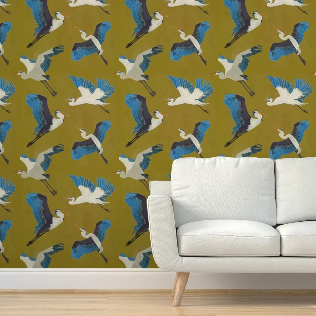 Blue Heron Peel and Stick Wallpaper - Green product