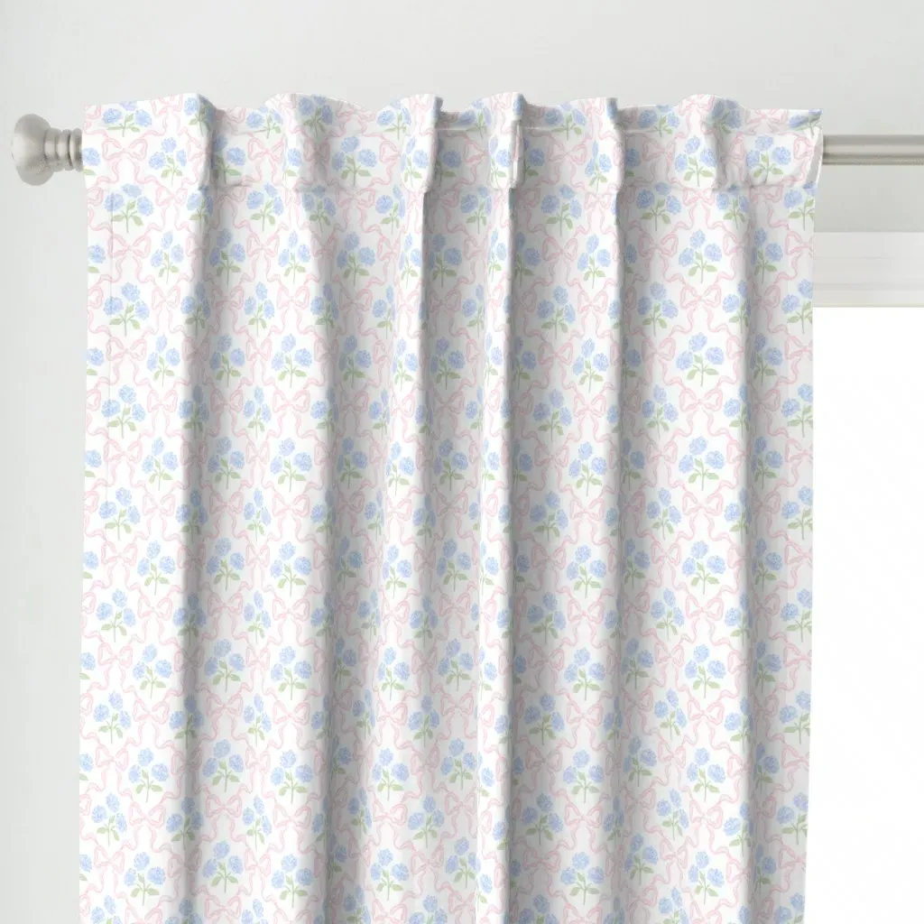 Blue Hydrangea Bouquet Curtain Panel - Light Pink alternate view
