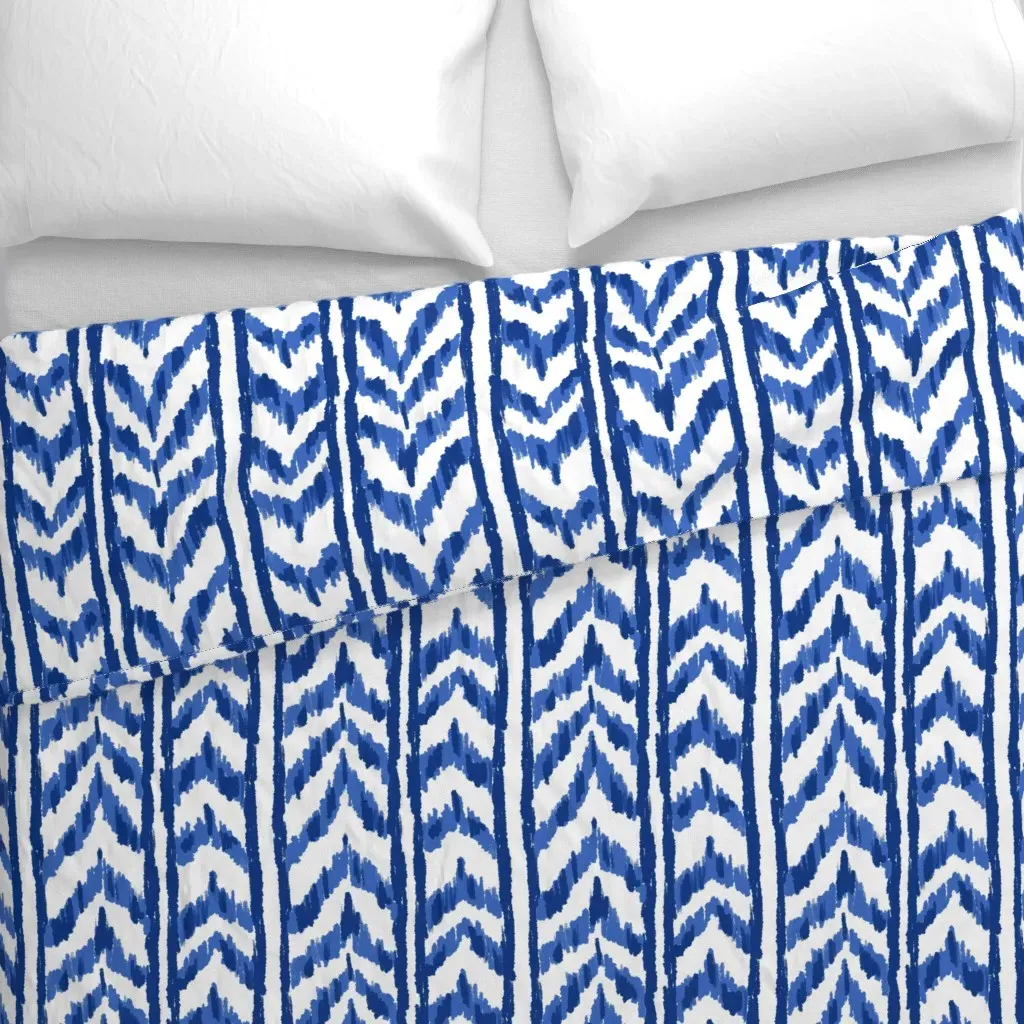 Blue & Indigo Ikat Pattern Duvet Cover - Indigo alternate view