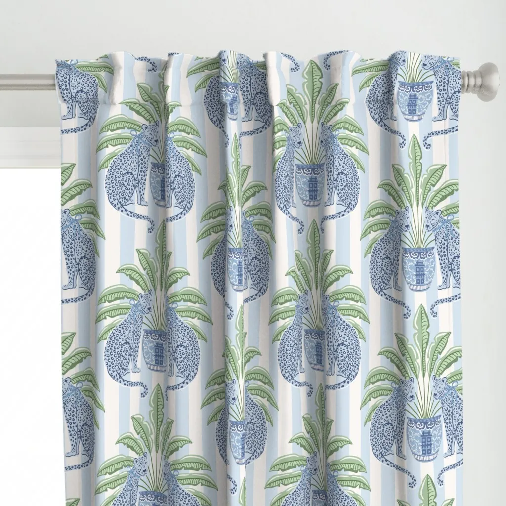 Blue Leopard with Ginger Curtain Panel alternate view