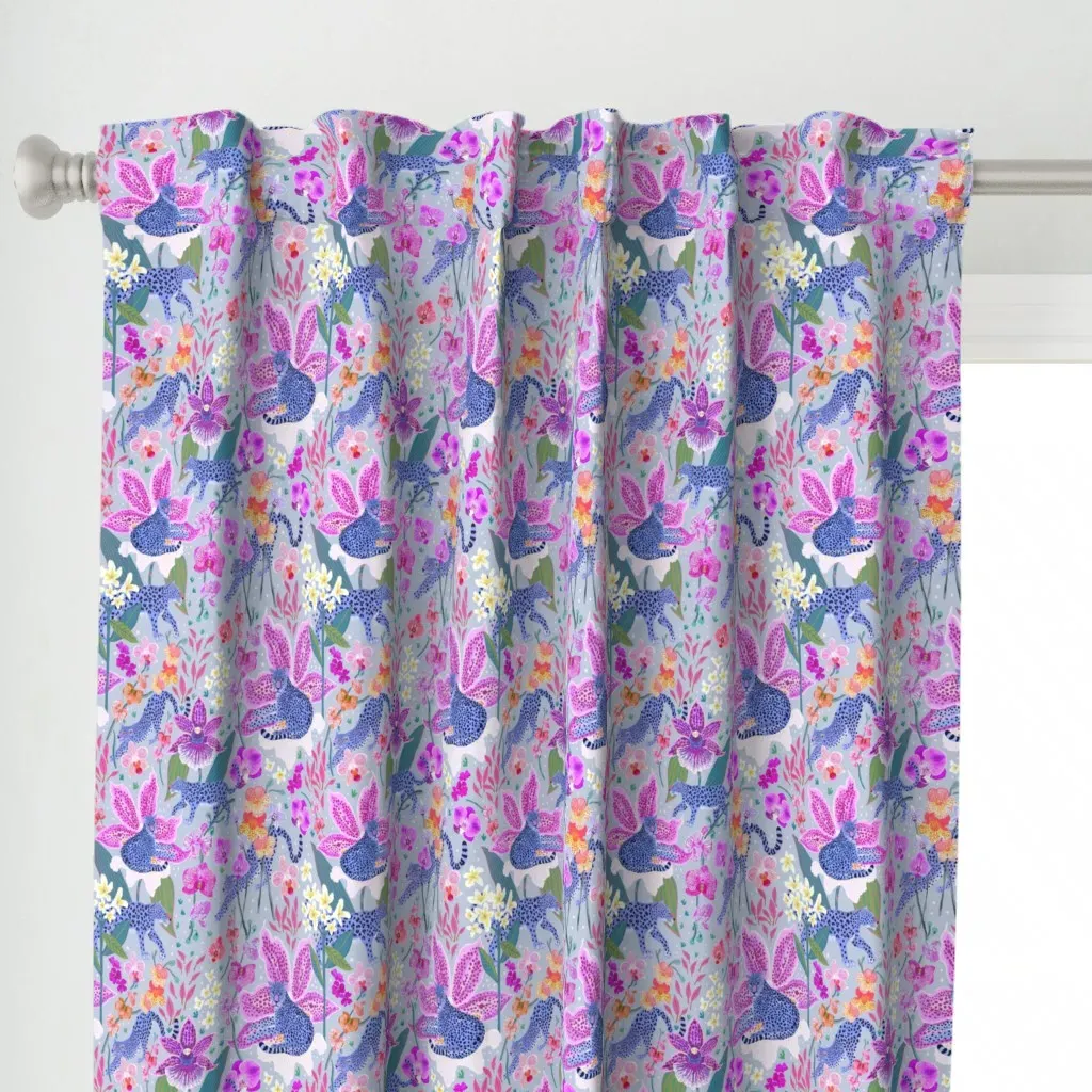 Blue Leopards Curtain Panel - Purple alternate view
