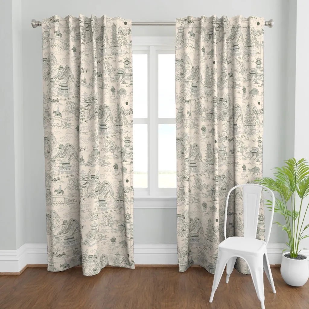 Blue Mountain-Aqua1 Curtain Panel - Light Gray product