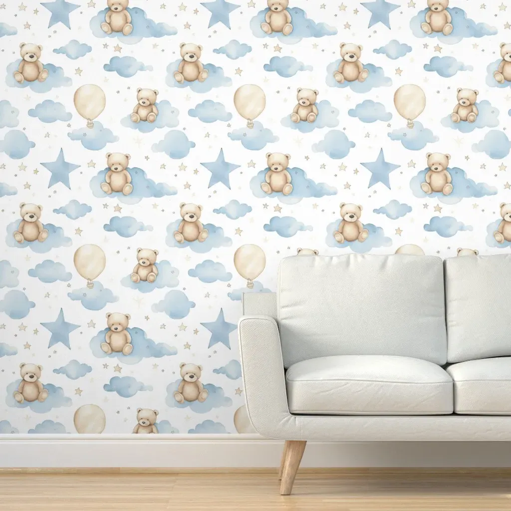 Blue Nursery Peel and Stick Wallpaper - Beige product