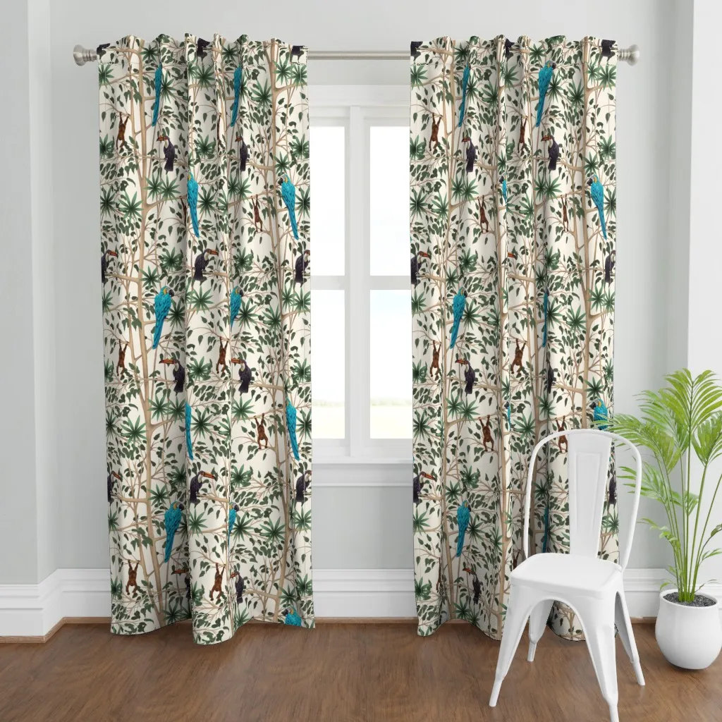 Blue Parrots And Pelicans Curtain Panel - Teal product