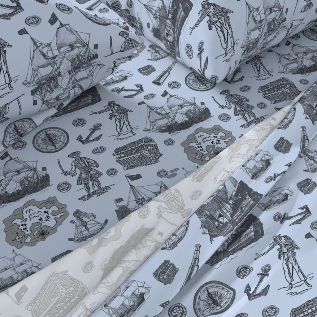 Blue Pirates Twin Sheet Set - Light Blue alternate view