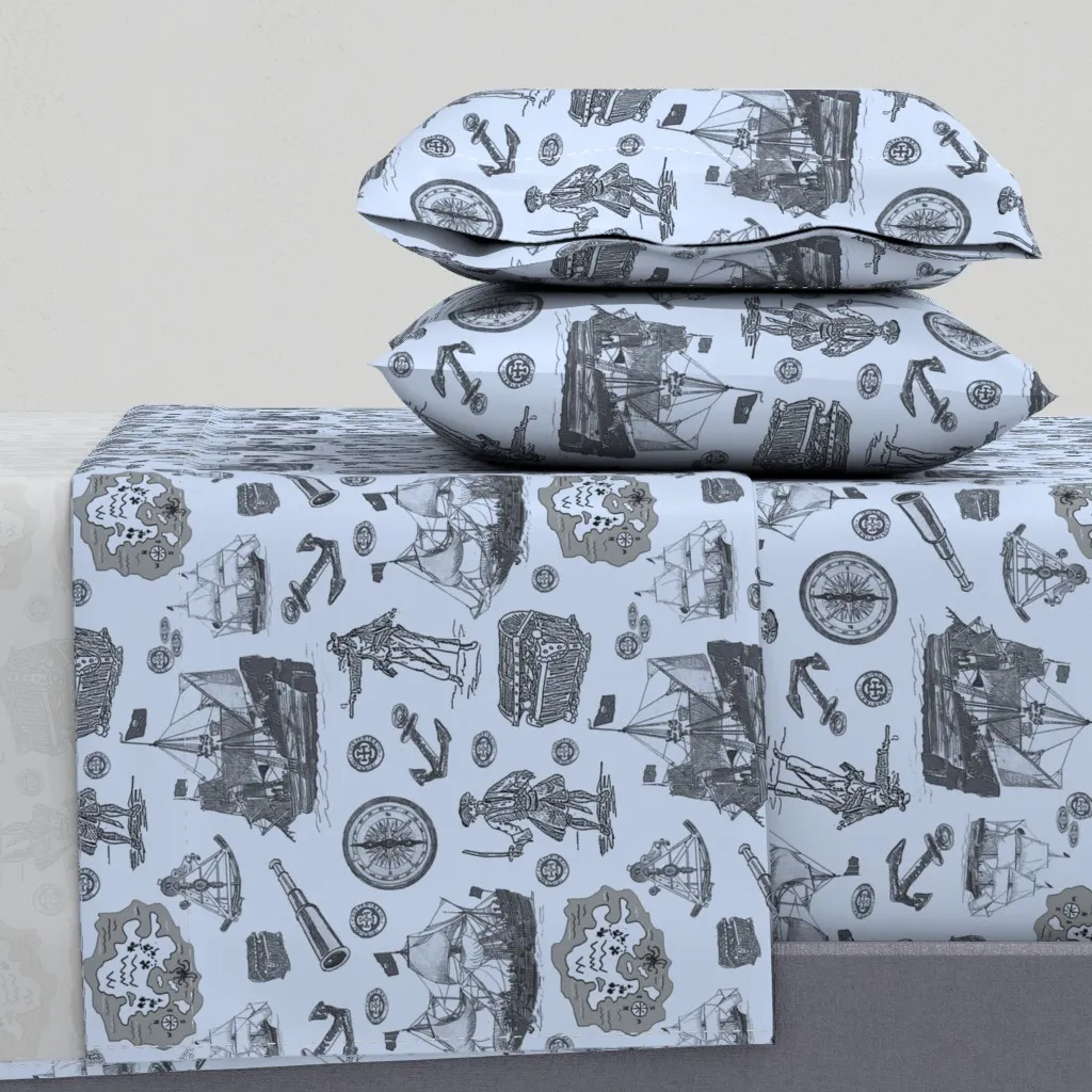 Blue Pirates Twin Sheet Set - Light Blue product