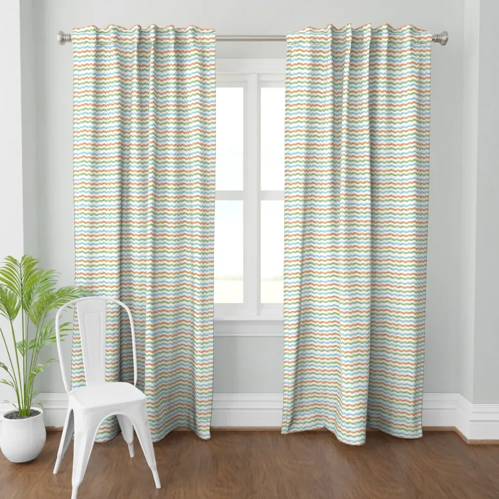 Blue Seahorse Stripes Curtain Panel - Light Blue product
