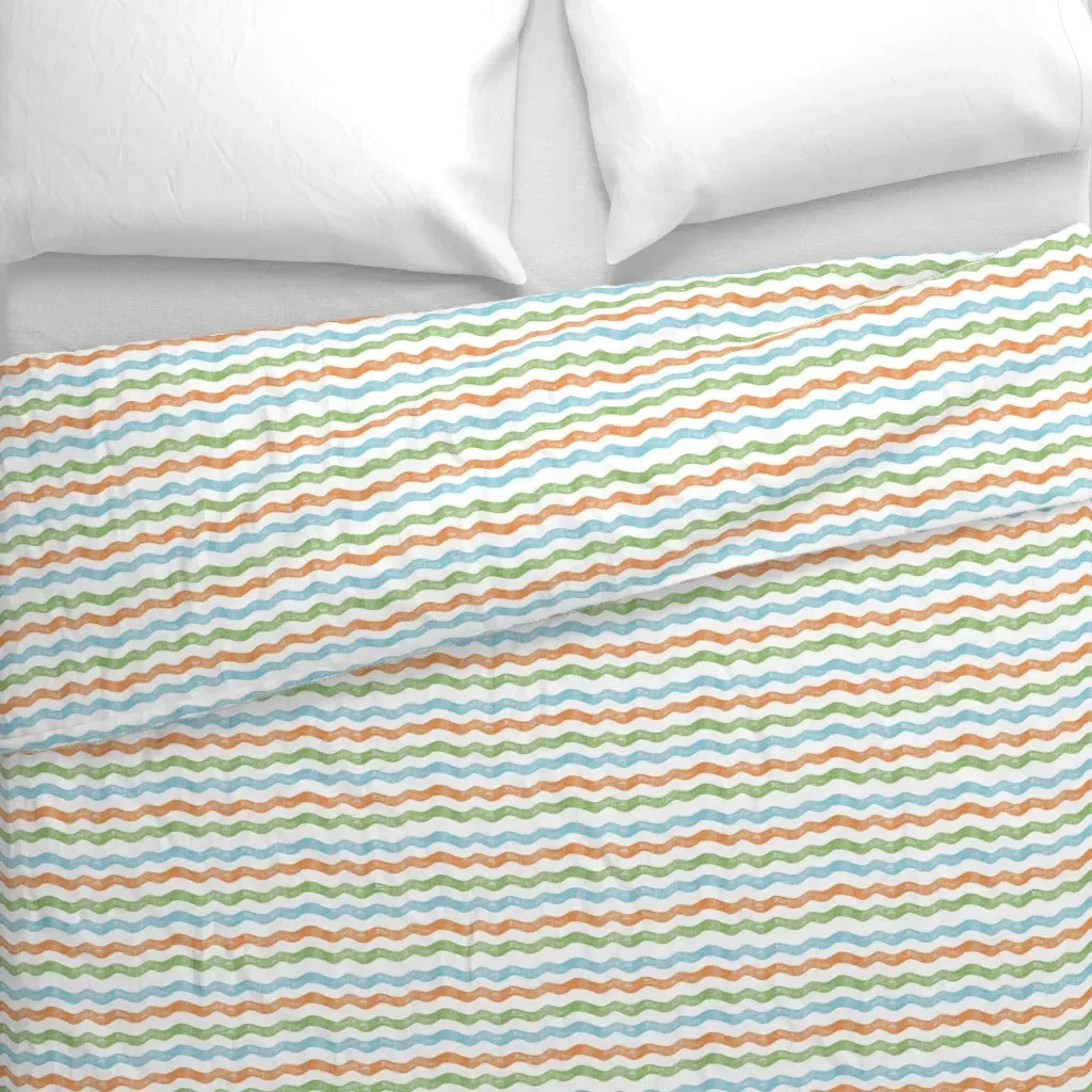 Blue Seahorse Stripes Duvet Cover - Light Blue alternate view